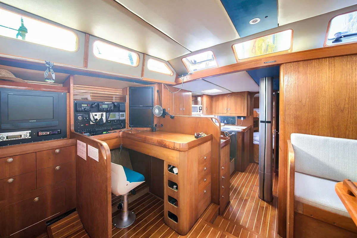 Salon of Amica, a Aragosa Yachts Dolphin 50 sailboat at Punat, Croatia