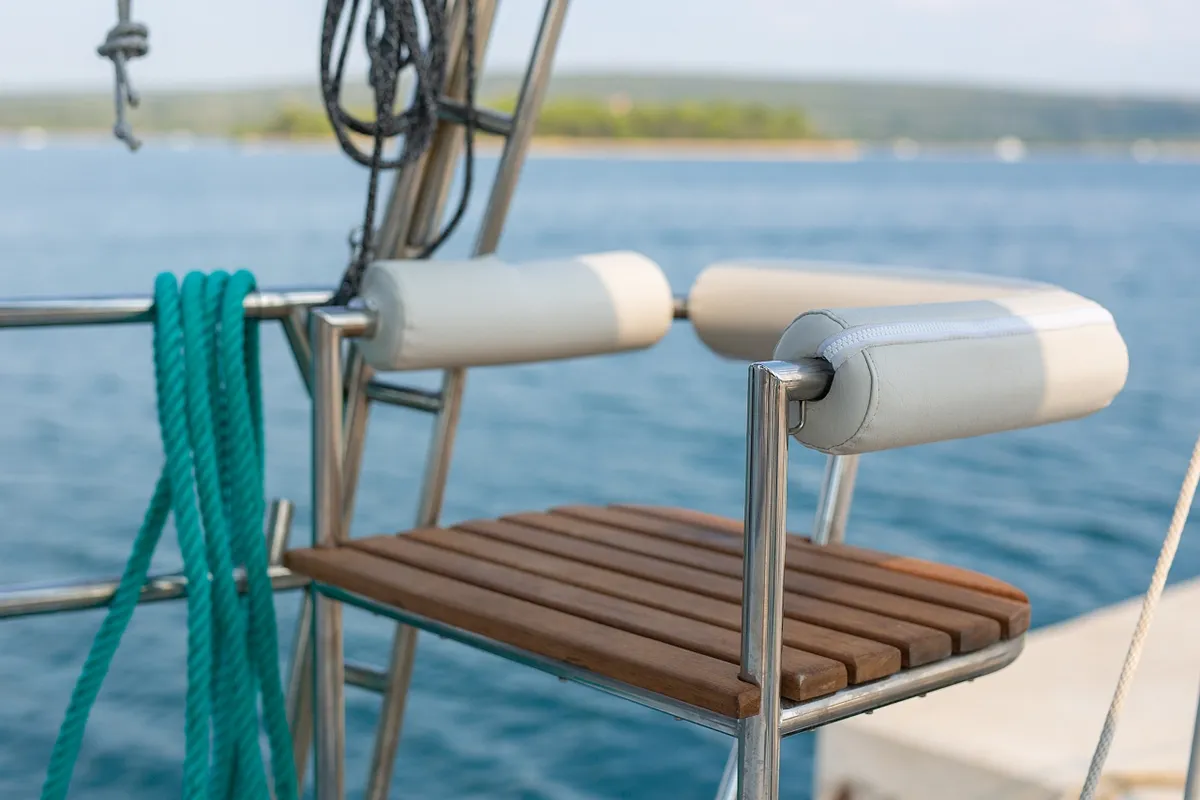 Deck of Amica, a Aragosa Yachts Dolphin 50 sailboat at Punat, Croatia