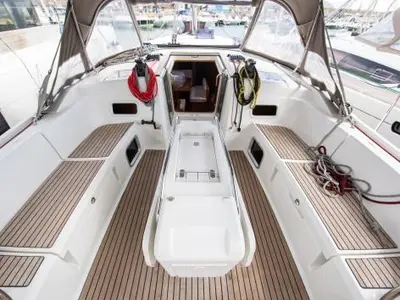 Galley of Giovanna, a Jeanneau Sun Odyssey 519 sailboat at Salerno, Italy