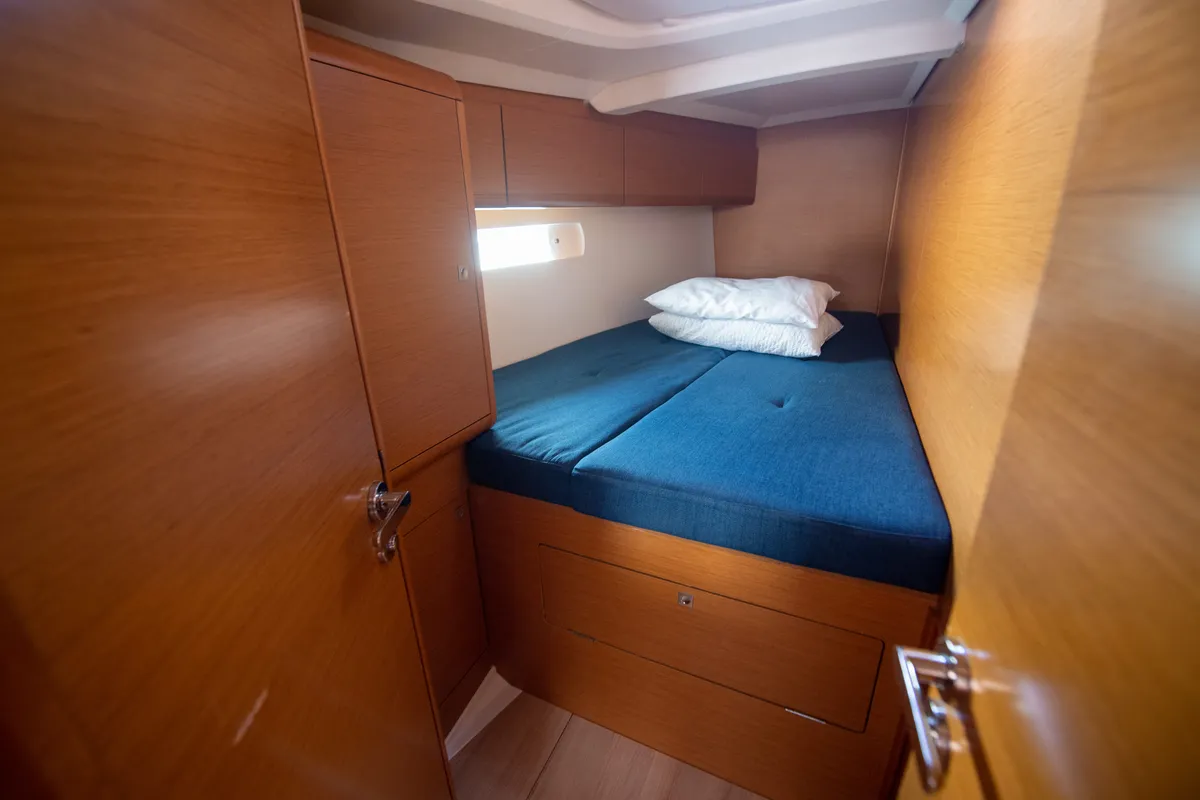 Deck of Giovanna, a Jeanneau Sun Odyssey 519 sailboat at Salerno, Italy