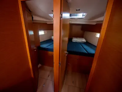 Cockpit of Giovanna, a Jeanneau Sun Odyssey 519 sailboat at Salerno, Italy