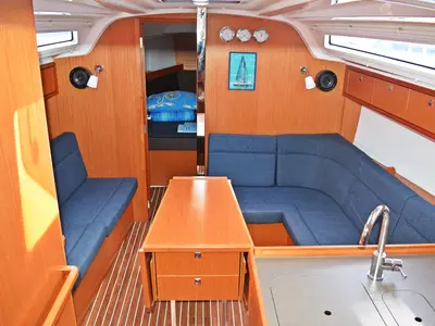 Salon of Šešula, a Bavaria Cruiser 37 sailboat at Grad Kaštela, Croatia