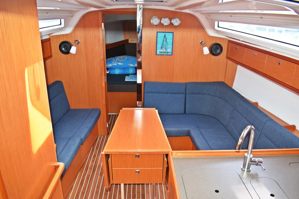 Salon of Šešula, a Bavaria Cruiser 37 sailboat at Grad Kaštela, Croatia