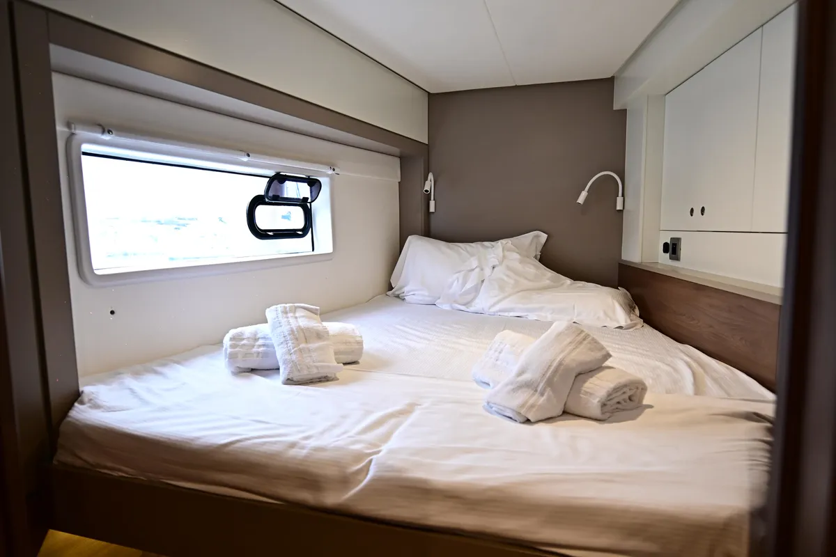 Cabin on Alexa, a Bali 4.2 catamaran at Salerno, Italy