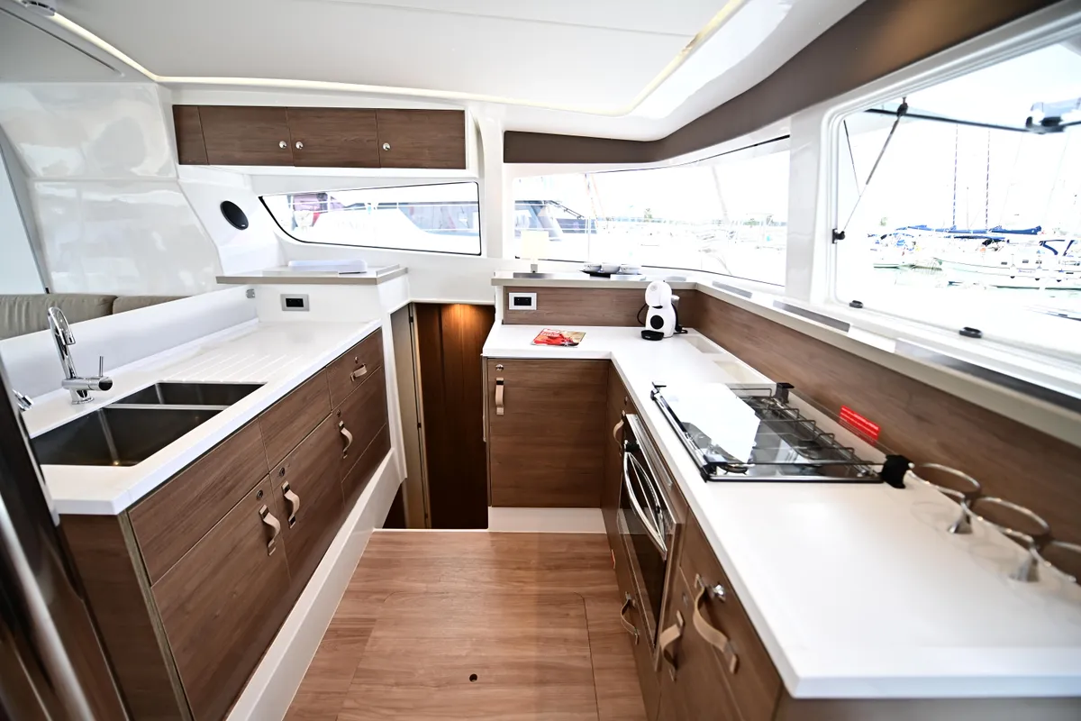Galley of Alexa, a Bali 4.2 catamaran at Salerno, Italy