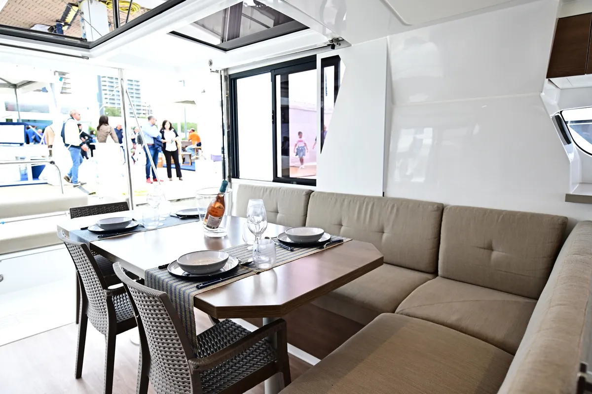Salon of Alexa, a Bali 4.2 catamaran at Salerno, Italy