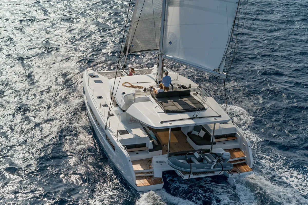 Exterior view of Oscar VII, a Lagoon 50 catamaran at Alameda, United States