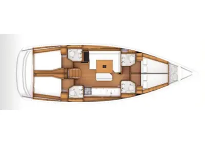 Floor plan of Manci, a Jeanneau Sun Odyssey 479 sailboat at Grad Kaštela, Croatia