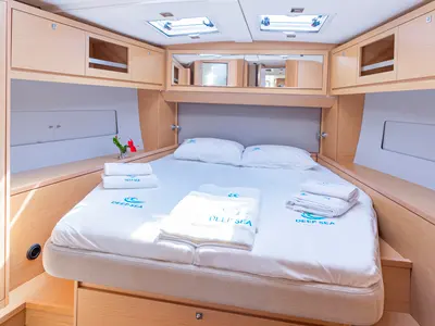 Cabin on Robin, a Dufour 470 sailboat at Fethiye, Turkey