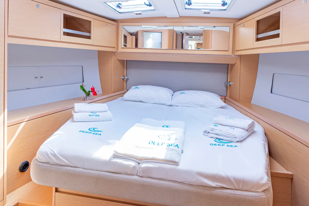 Cabin on Robin, a Dufour 470 sailboat at Fethiye, Turkey