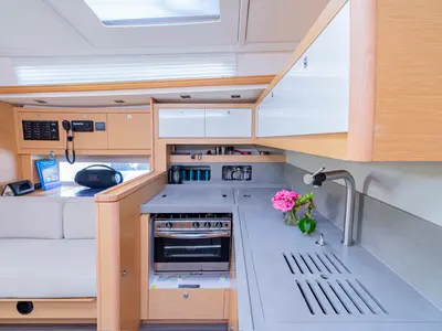 Galley of Robin, a Dufour 470 sailboat at Fethiye, Turkey