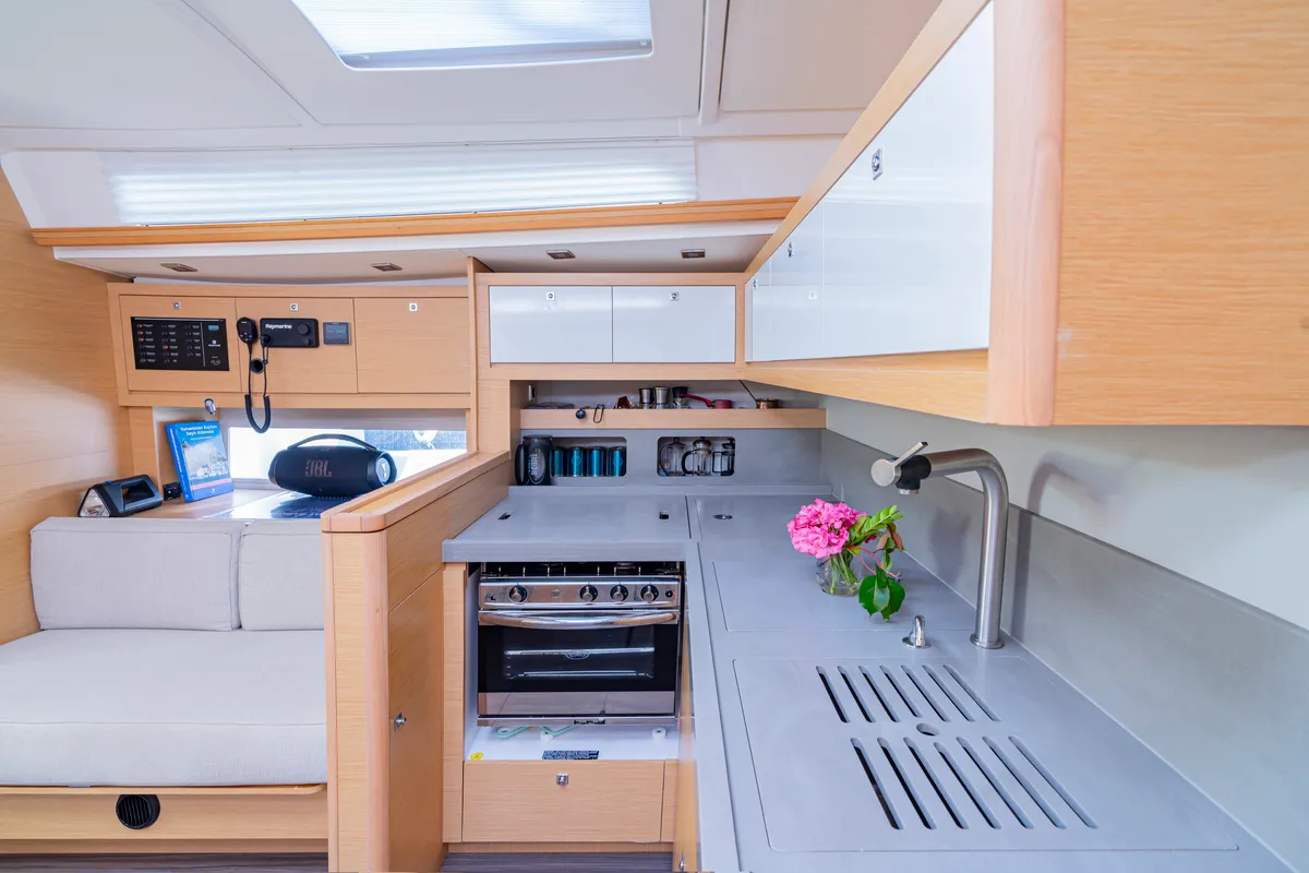 Galley of Robin, a Dufour 470 sailboat at Fethiye, Turkey