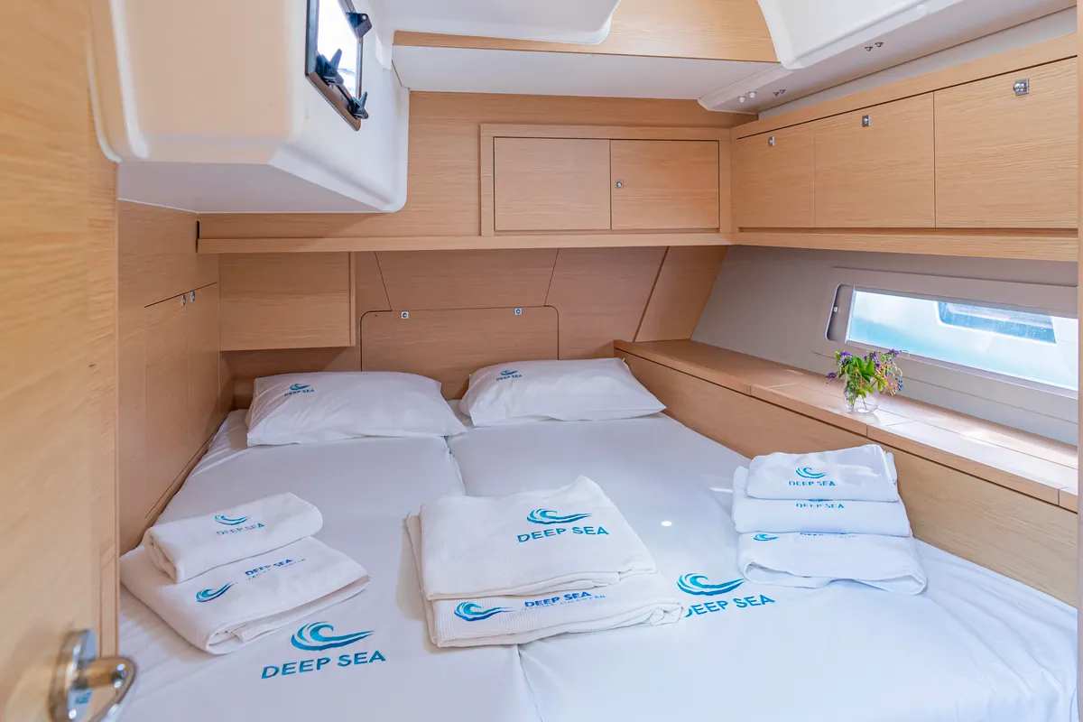 Cabin on Robin, a Dufour 470 sailboat at Fethiye, Turkey