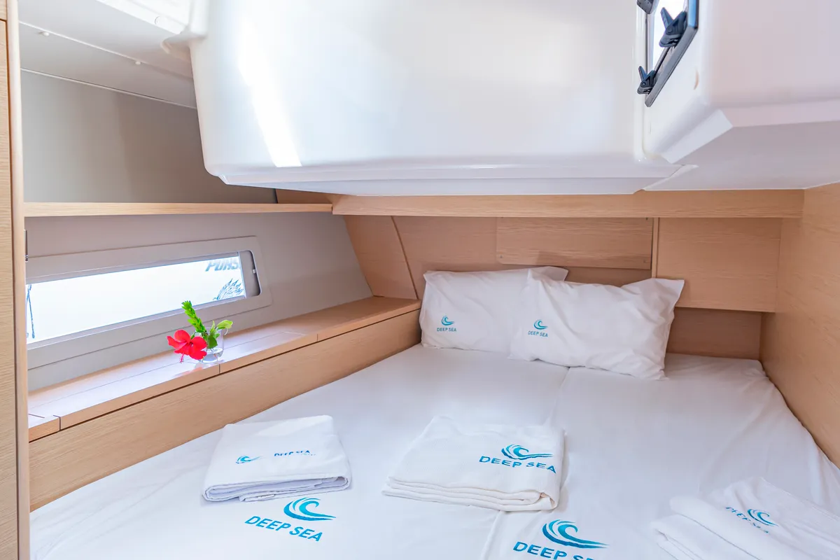 Cabin on Robin, a Dufour 470 sailboat at Fethiye, Turkey