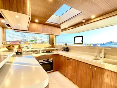 Galley of Inka, a Ocean Beast 65 catamaran at Palma de Mallorca, Spain