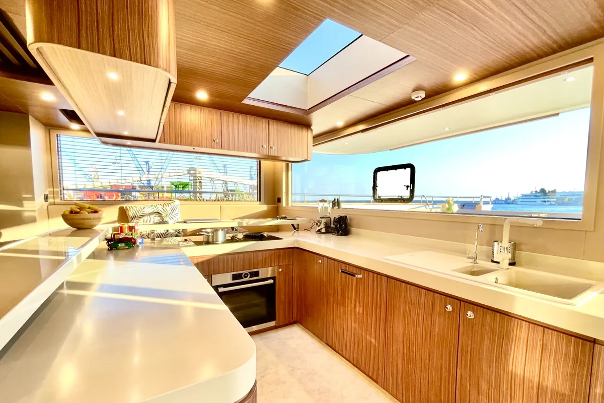 Galley of Inka, a Ocean Beast 65 catamaran at Palma de Mallorca, Spain