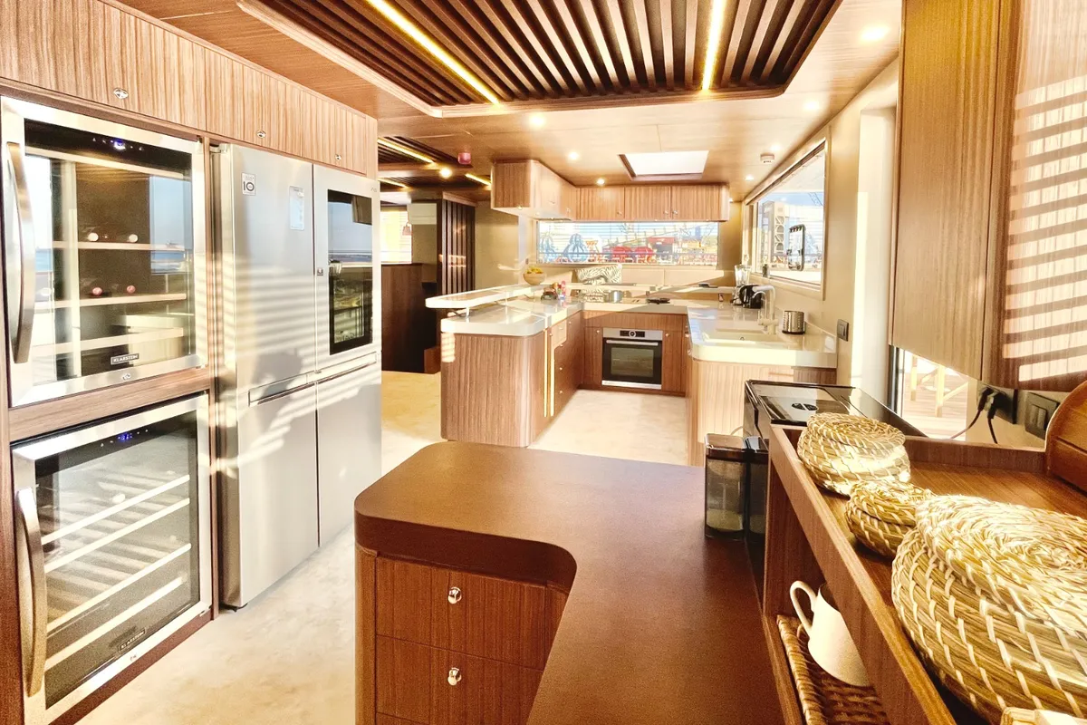Galley of Inka, a Ocean Beast 65 catamaran at Palma de Mallorca, Spain