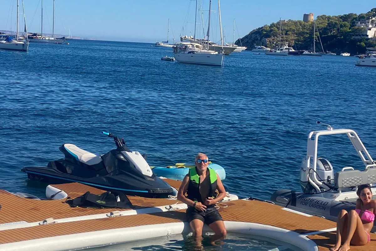 Deck of Inka, a Ocean Beast 65 catamaran at Palma de Mallorca, Spain