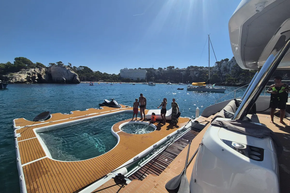 Deck of Inka, a Ocean Beast 65 catamaran at Palma de Mallorca, Spain
