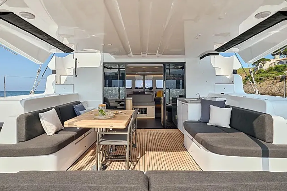 Deck of All for love, a Lagoon 51 catamaran at Seget Donji, Croatia