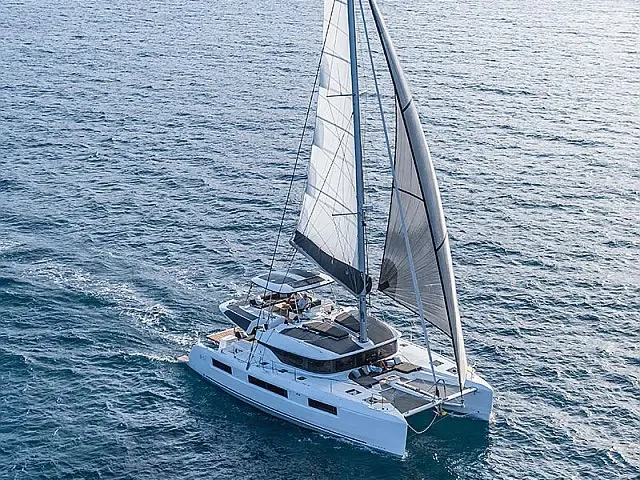 Exterior view of All for love, a Lagoon 51 catamaran at Seget Donji, Croatia