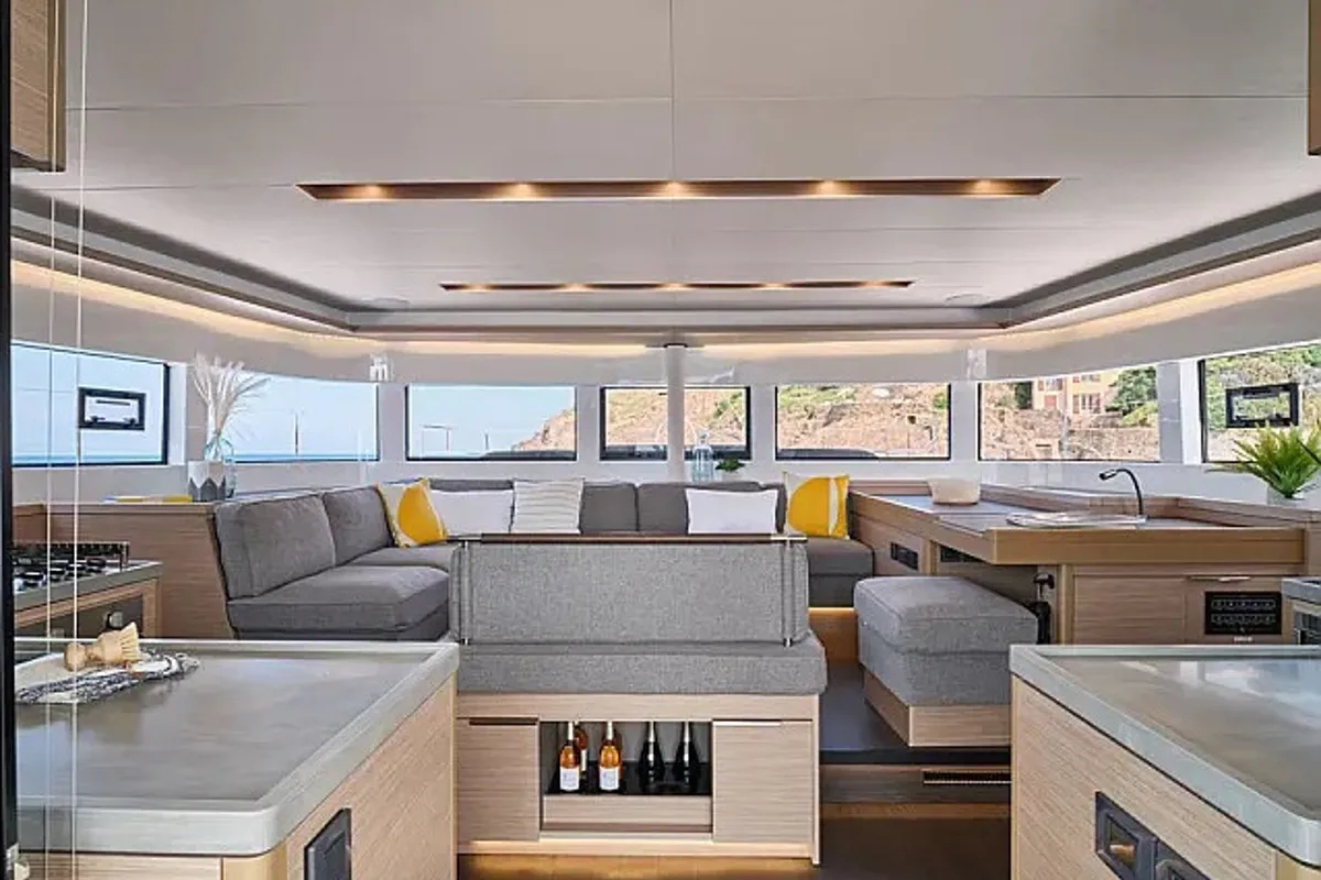 Salon of All for love, a Lagoon 51 catamaran at Seget Donji, Croatia