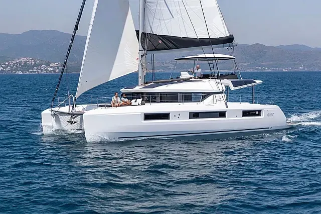 Exterior view of All for love, a Lagoon 51 catamaran at Seget Donji, Croatia