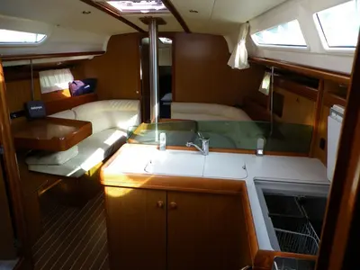 Galley of Jeanneau Sun Odyssey 36i, a sailboat at Lefkada, Greece