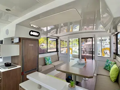 Salon of Morale Compass, a Bali Catspace OW catamaran at Parham Town, British Virgin Islands