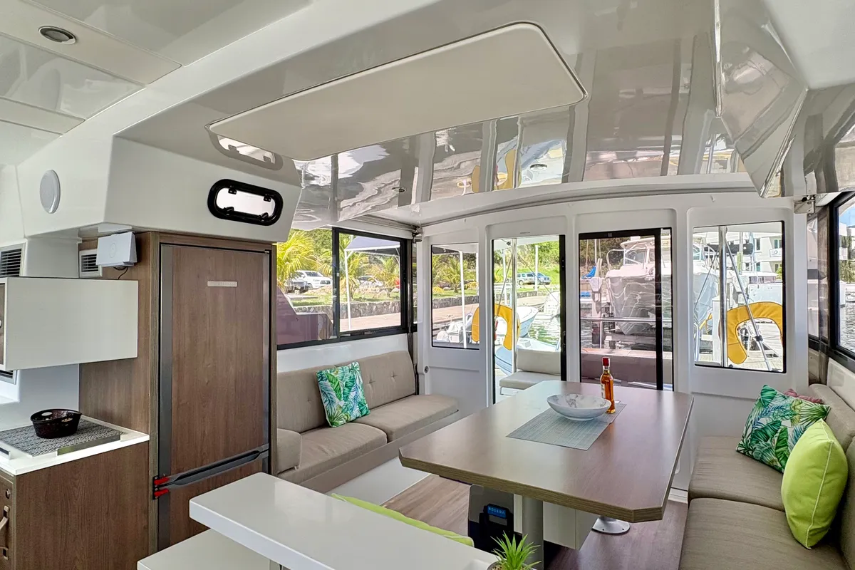 Salon of Morale Compass, a Bali Catspace OW catamaran at Parham Town, British Virgin Islands