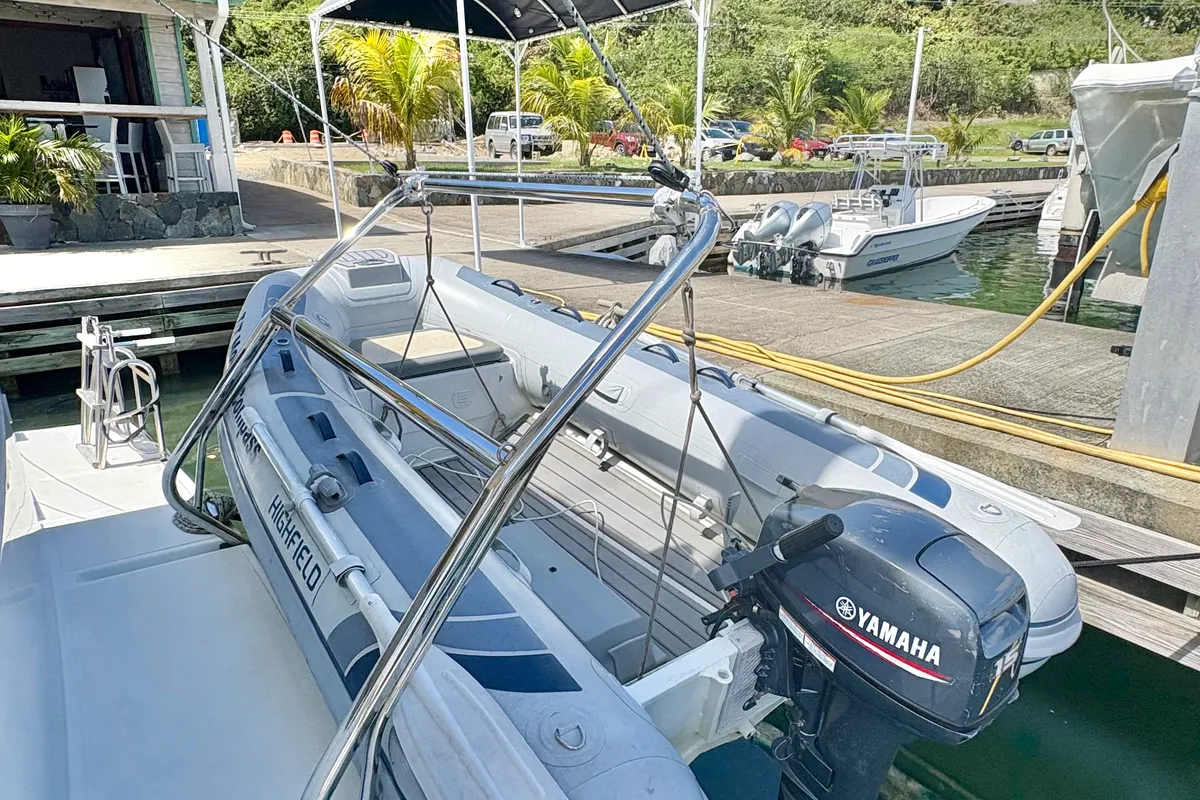 Morale Compass, a Bali Catspace OW catamaran at Parham Town, British Virgin Islands