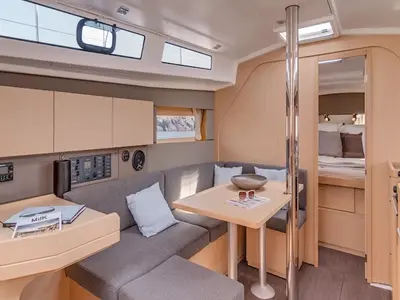 Salon of KOS38.1, a Beneteau Oceanis 38 sailboat at Municipal Unit of Lefkada, Greece