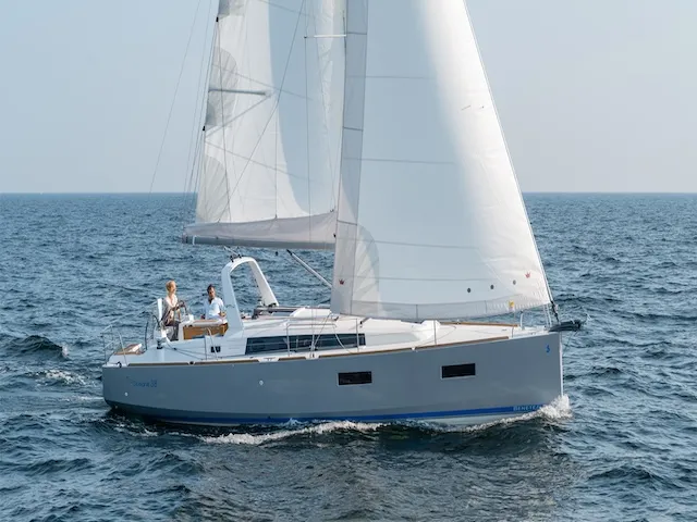 Exterior view of KOS38.1, a Beneteau Oceanis 38 sailboat at Municipal Unit of Lefkada, Greece
