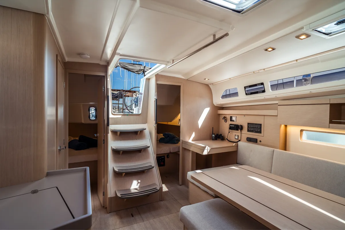 Salon of Nika, a Beneteau Oceanis 40.1 sailboat at Olbia, Italy
