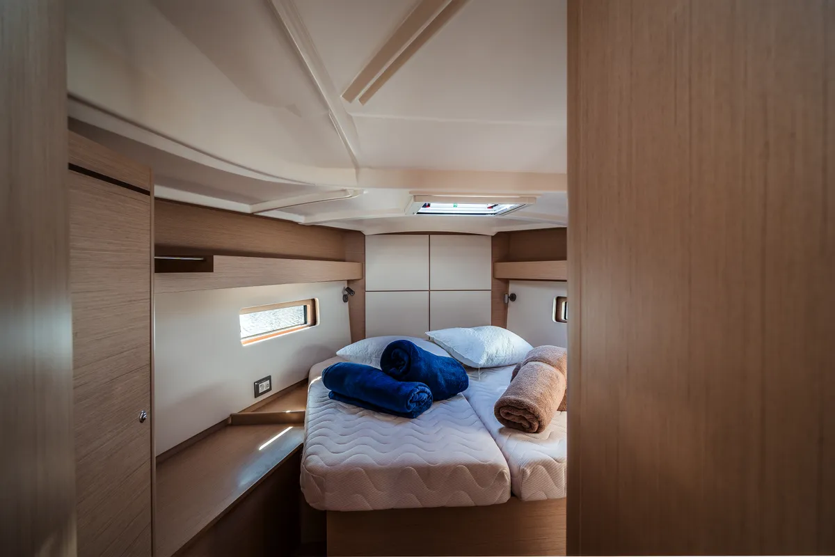 Cabin on Nika, a Beneteau Oceanis 40.1 sailboat at Olbia, Italy