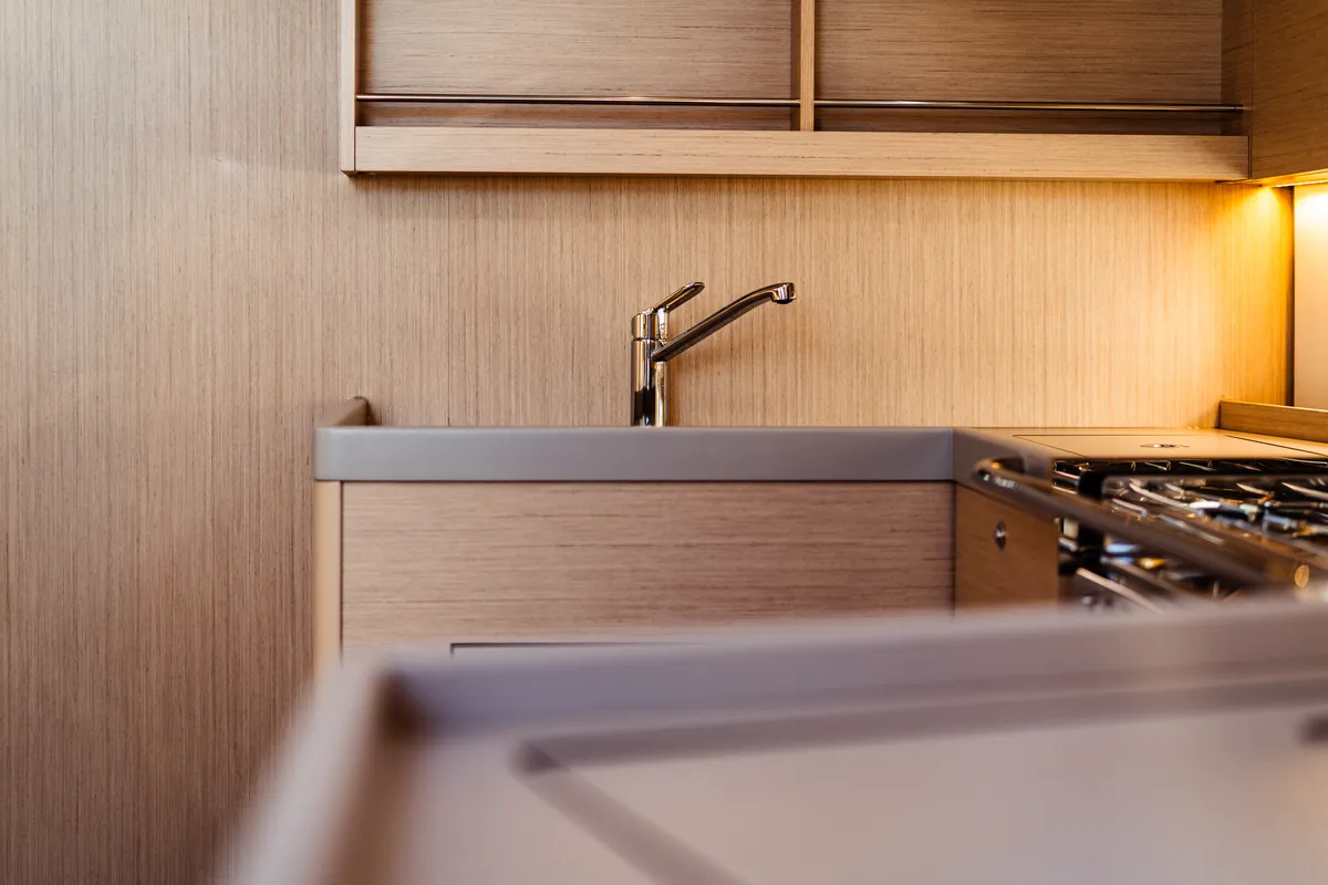 Galley of Nika, a Beneteau Oceanis 40.1 sailboat at Olbia, Italy