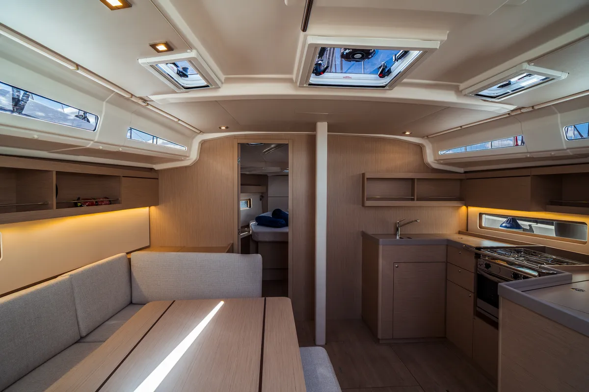 Salon of Nika, a Beneteau Oceanis 40.1 sailboat at Olbia, Italy