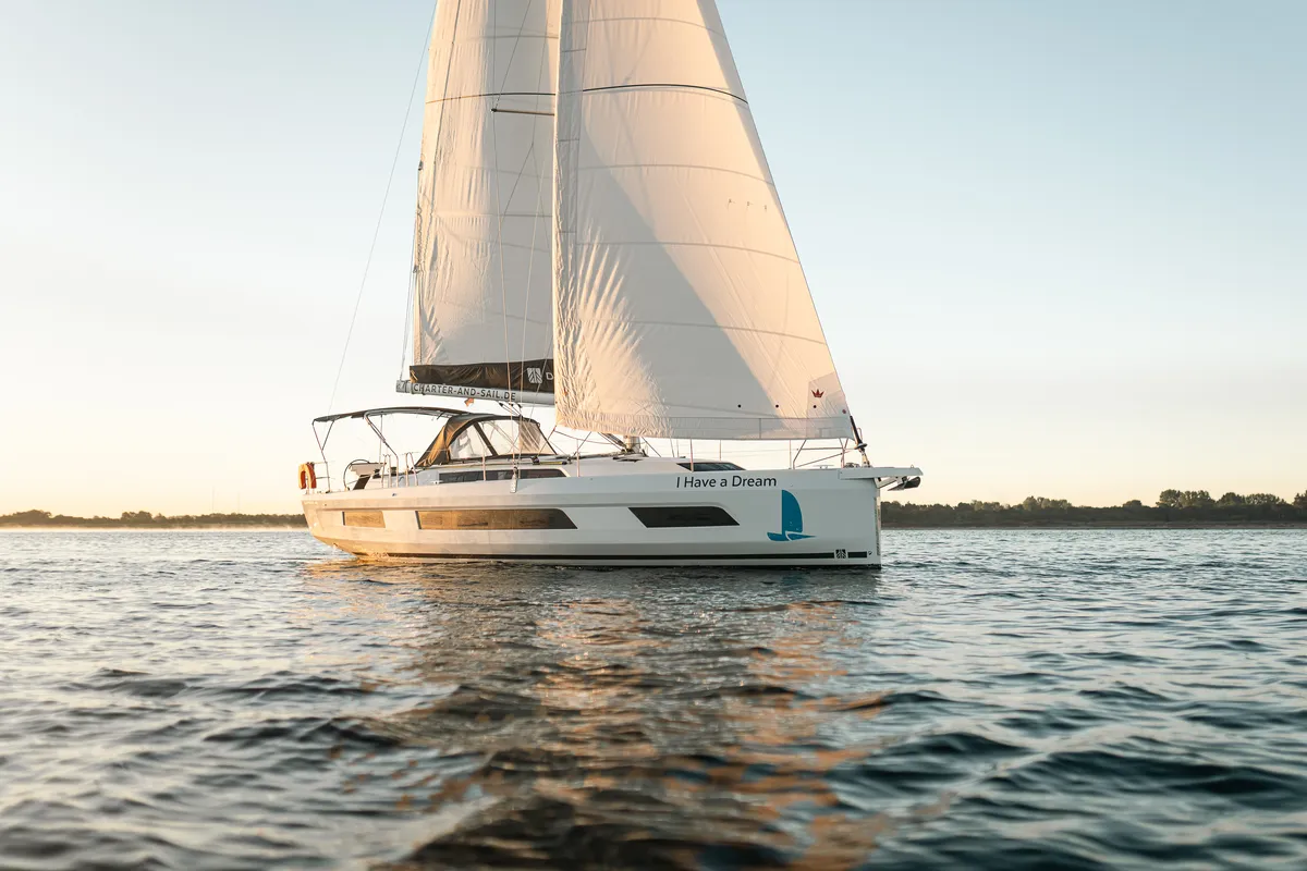 Exterior view of I Have A Dream, a Dufour 44 sailboat at Rostock, Germany