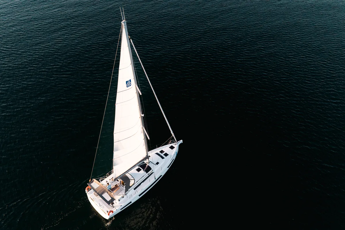 Exterior view of I Have A Dream, a Dufour 44 sailboat at Rostock, Germany