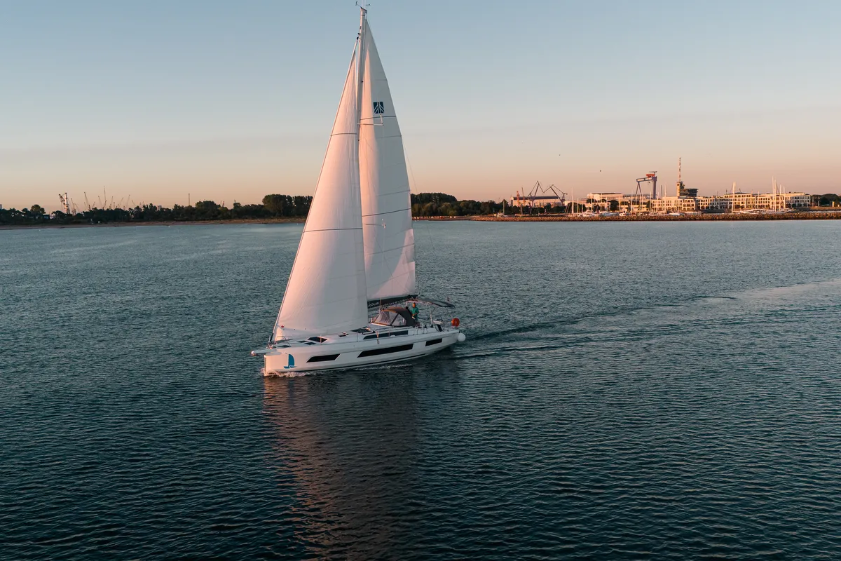 Exterior view of I Have A Dream, a Dufour 44 sailboat at Rostock, Germany
