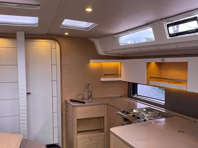 Galley of I Have A Dream, a Dufour 44 sailboat at Rostock, Germany