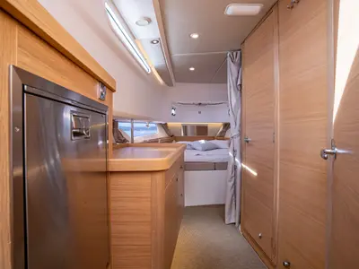 Galley of Pura Vida, a Nimbus Tender T11 motorboat at Split, Croatia