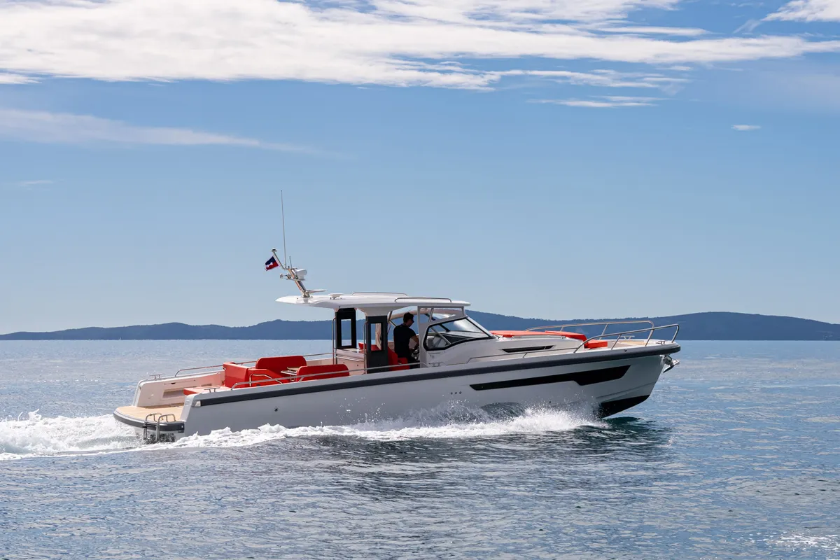 Exterior view of Pura Vida, a Nimbus Tender T11 motorboat at Split, Croatia