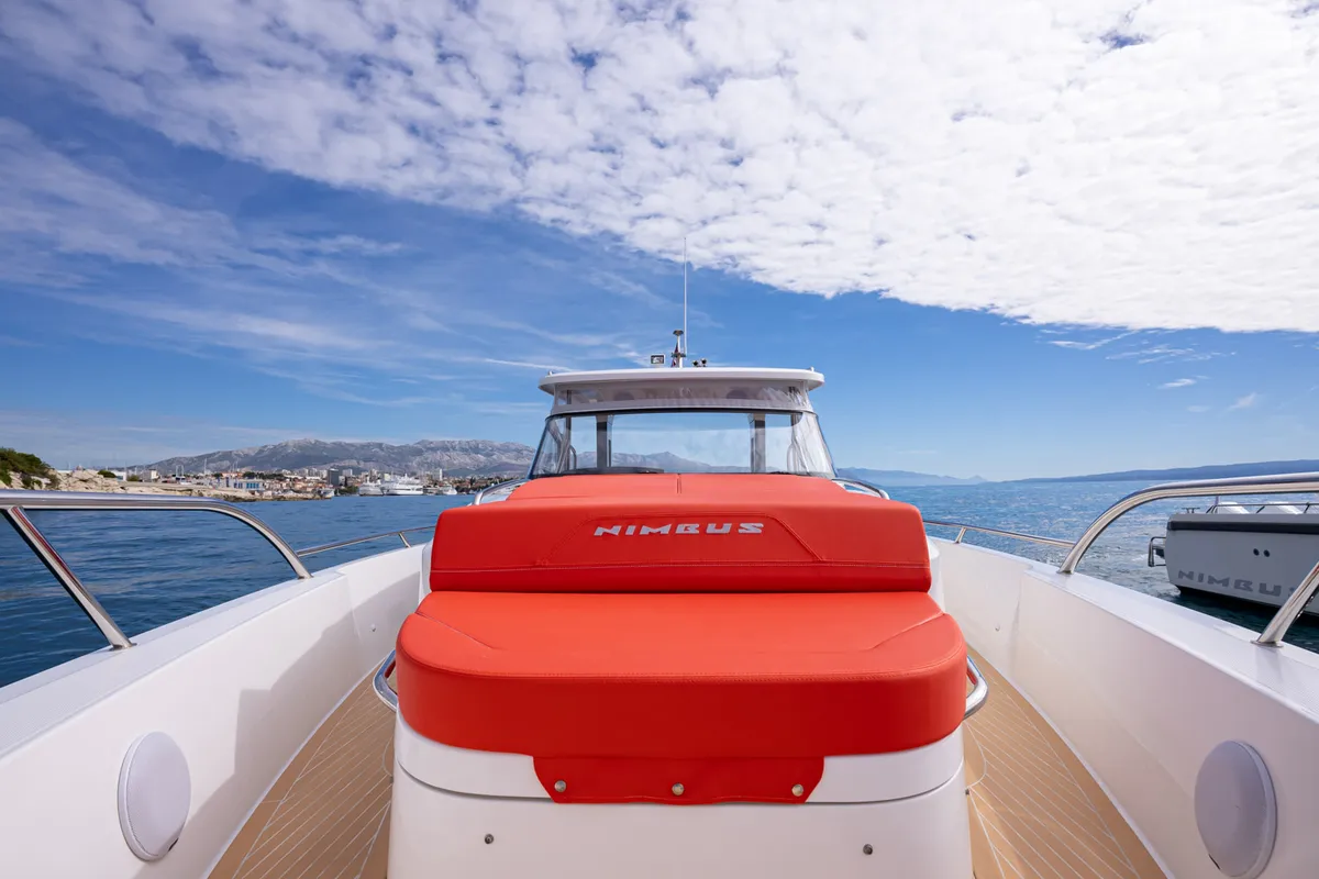 Deck of Pura Vida, a Nimbus Tender T11 motorboat at Split, Croatia