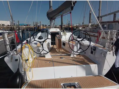 Cockpit of Break Free, a Dehler 38 sailboat at Yerseke, Netherlands