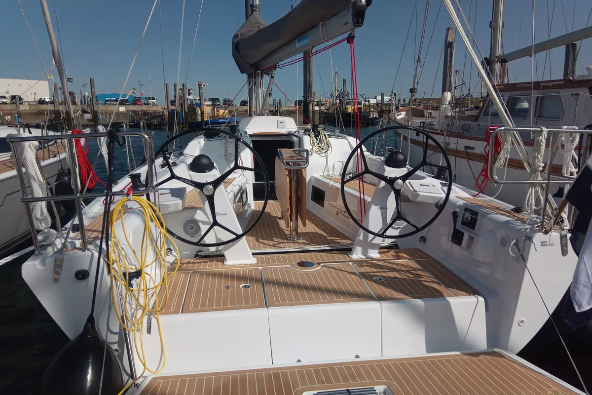 Cockpit of Break Free, a Dehler 38 sailboat at Yerseke, Netherlands