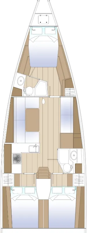 Floor plan of Felice, a Solaris 44 sailboat at Toulon, France
