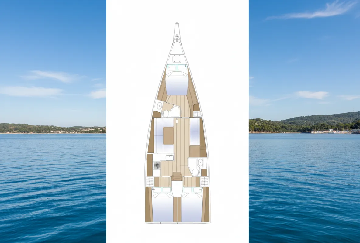 Exterior view of Felice, a Solaris 44 sailboat at Toulon, France