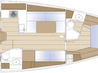 Floor plan of Felice, a Solaris 44 sailboat at Toulon, France