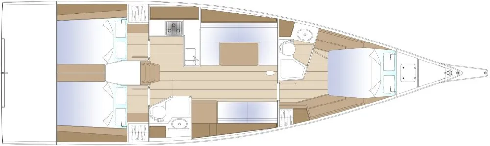 Floor plan of Felice, a Solaris 44 sailboat at Toulon, France